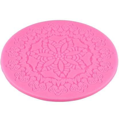 Round Crown Silicone Cake Mat – Fondant Lace Mold for Sugarcraft & Cake Decorating