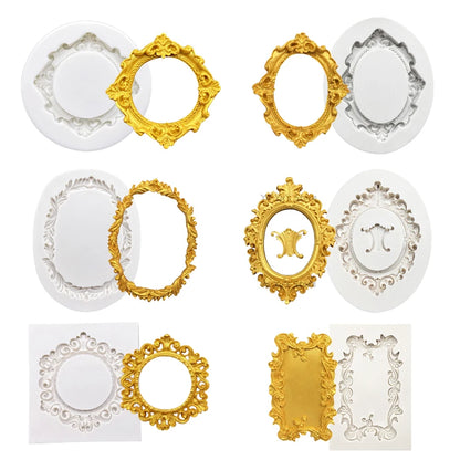 Photo Frame Mirror Silicone Mold Resin Tools Sugarcraft Cupcake Baking Mold Fondant Cake Decorating Tools
