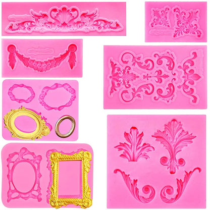 Baroque Style Curlicues Scroll Lace Fondant Silicone Mold Cake Border Decoration Cupcake Top Decoration Mold