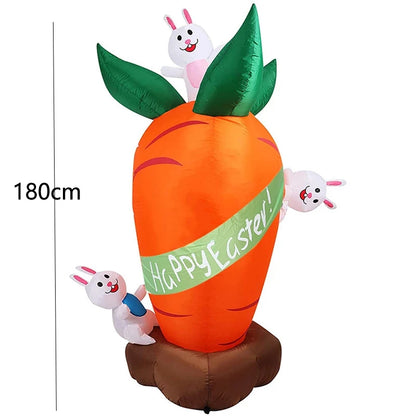 Easter Inflatable Outdoor Toys Easter Bunny Family Eggs Carrot with Build-in LEDs Blow Up Decorations for Party Yard Garden Lawn