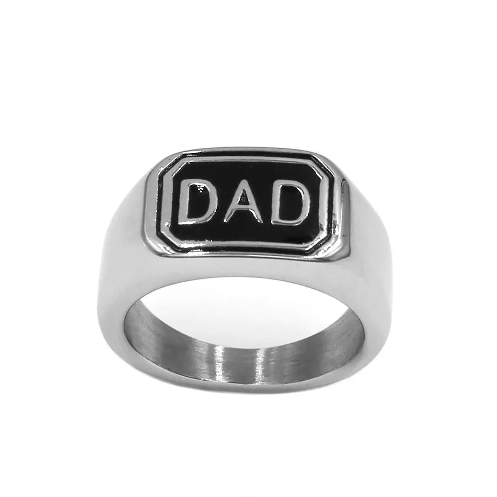 Classic Dad Ring Stainless Steel Engraved DAD Biker Men's Jewelry Father's Day Gift SWR1002