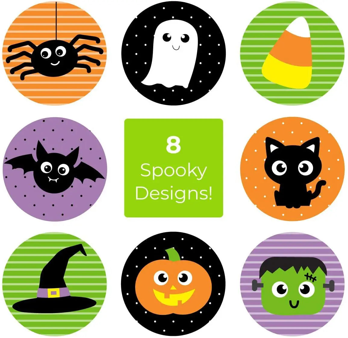 100-500pcs Halloween Black Bat DIY Round Stickers Sealing Packaging Stickers Halloween Gift Decoration 8 Spooky designs