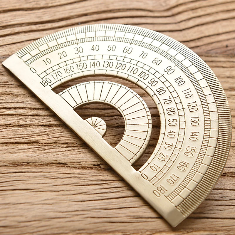 Vintage Brass Measuring Ruler – Creative Straight Ruler, Triangle Ruler & Protractor for Students and Stationery Lovers