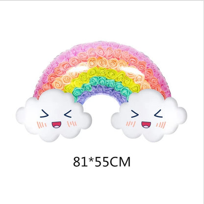 Rainbow Moon & Cloud Cake Gift Box Balloon – 1pc Aluminum Cartoon Birthday Party Decoration