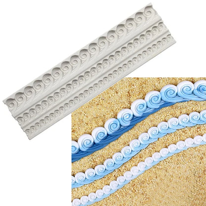 Pearl Rope Wave Flower Gemstone Shape Cake Side Lace Silicone Sugarcraft Mold Fondant Cake Decorating Tools