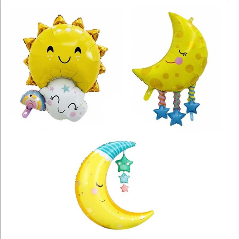 Rainbow Moon & Cloud Cake Gift Box Balloon – 1pc Aluminum Cartoon Birthday Party Decoration