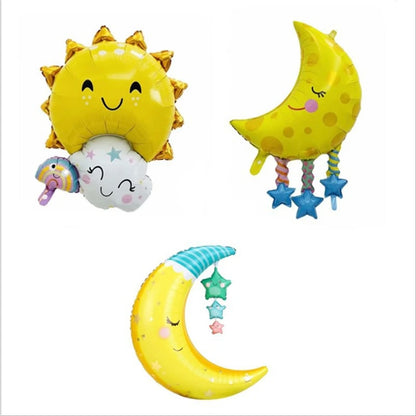 Rainbow Moon & Cloud Cake Gift Box Balloon – 1pc Aluminum Cartoon Birthday Party Decoration