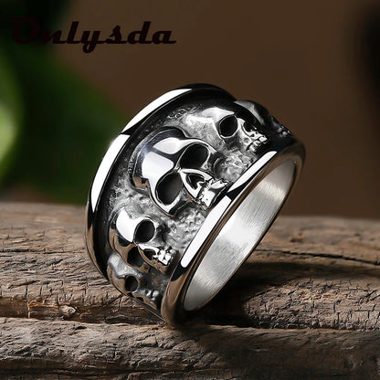 Steel Gothic Accessories Lost Skull Ring Anel Masculino Punk Jewelry Boyfriend Gift OSR731