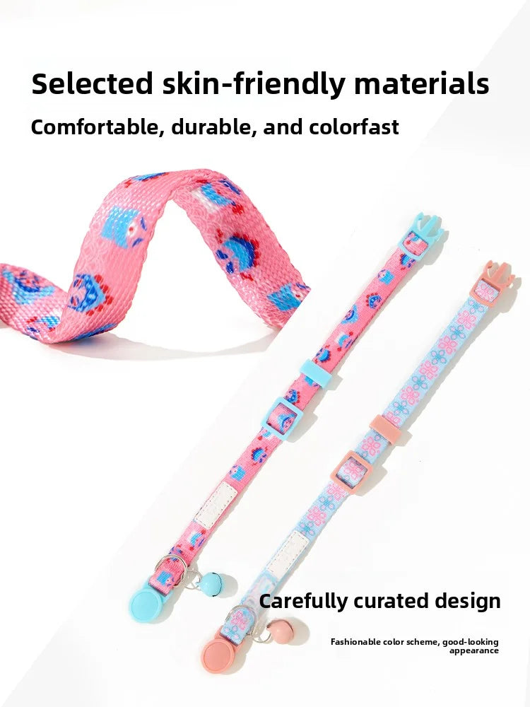 Wholesale Modern Luxury Polyester Pet Collar Anti-Suffocation Safety Buckle Rivet Customizable Bell Tag Accessories for Cats