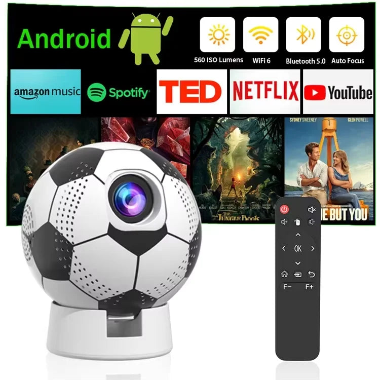 Football Style 4K Mini Projector Q8 720P Ultra HD WIFI BT Video LCD Party Home Theater Android 11 Smart Projectors for World Cup