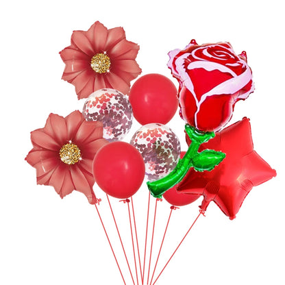 9pcs Sunflower Daisy Rose Foil Balloons Pink White Flower Air Globos Baby Shower Valentines Wedding Birthday Party Decorations