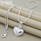 Sterling Silver 925 Solid Small Heart Pendant Necklace 16-30 Inch Snake Chain For Women Wedding Charm Fashion Jewelry