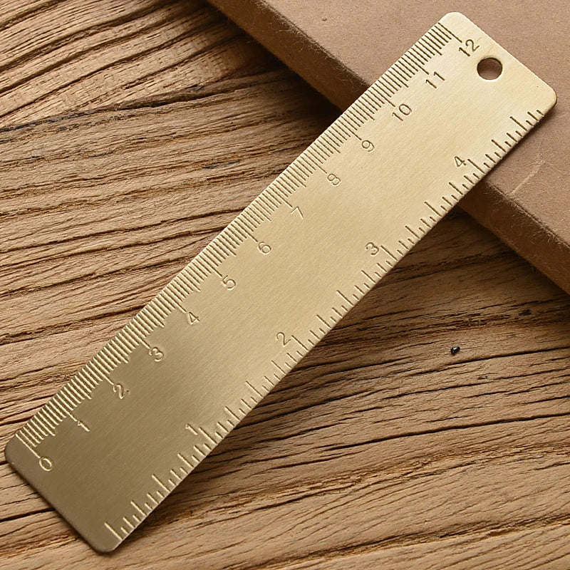 Vintage Brass Measuring Ruler – Creative Straight Ruler, Triangle Ruler & Protractor for Students and Stationery Lovers