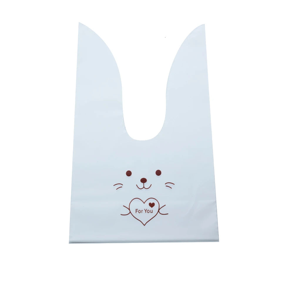 20PCS Kids Birthday Party Decoration Easter Carrot Candy Bag Easter Rabbit Gift Bag Candy Cones Transprant Plastic Bag