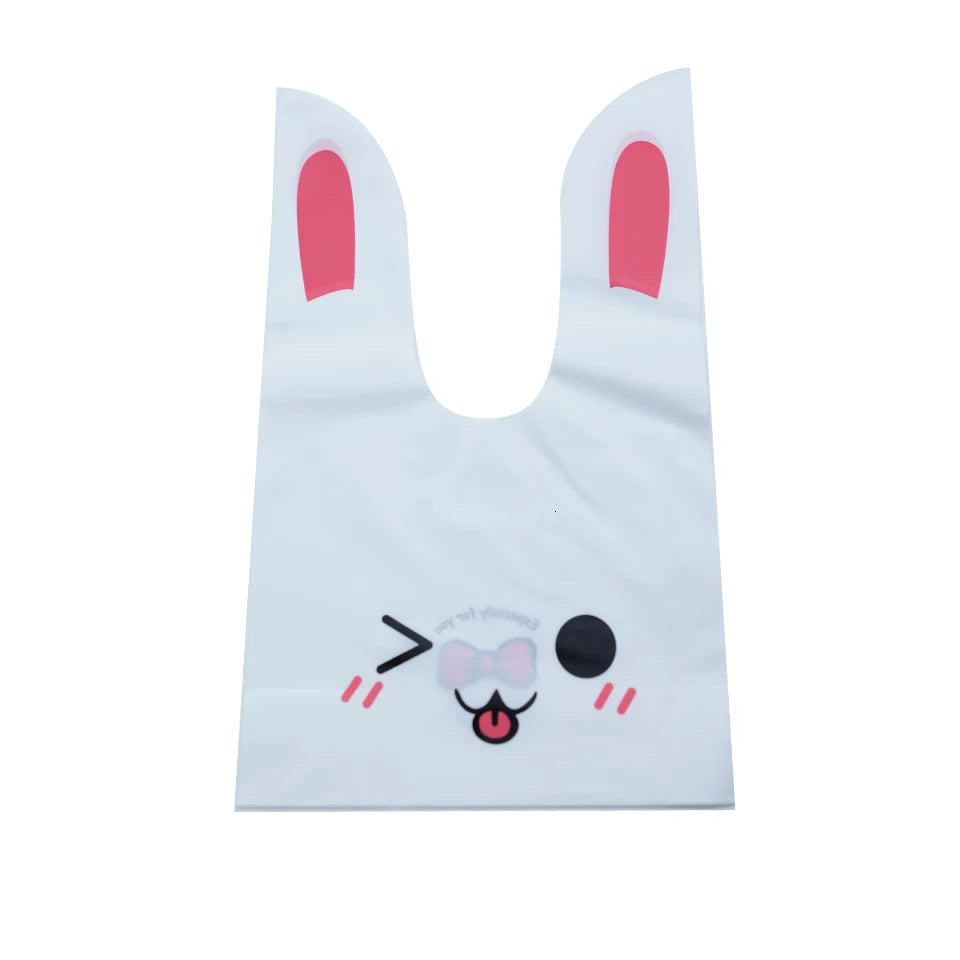 20PCS Kids Birthday Party Decoration Easter Carrot Candy Bag Easter Rabbit Gift Bag Candy Cones Transprant Plastic Bag