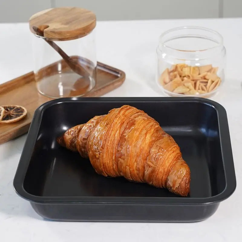 7.5" Square Non‑Stick Carbon Steel Baking Tray – Cake, Bread & Pizza Pan