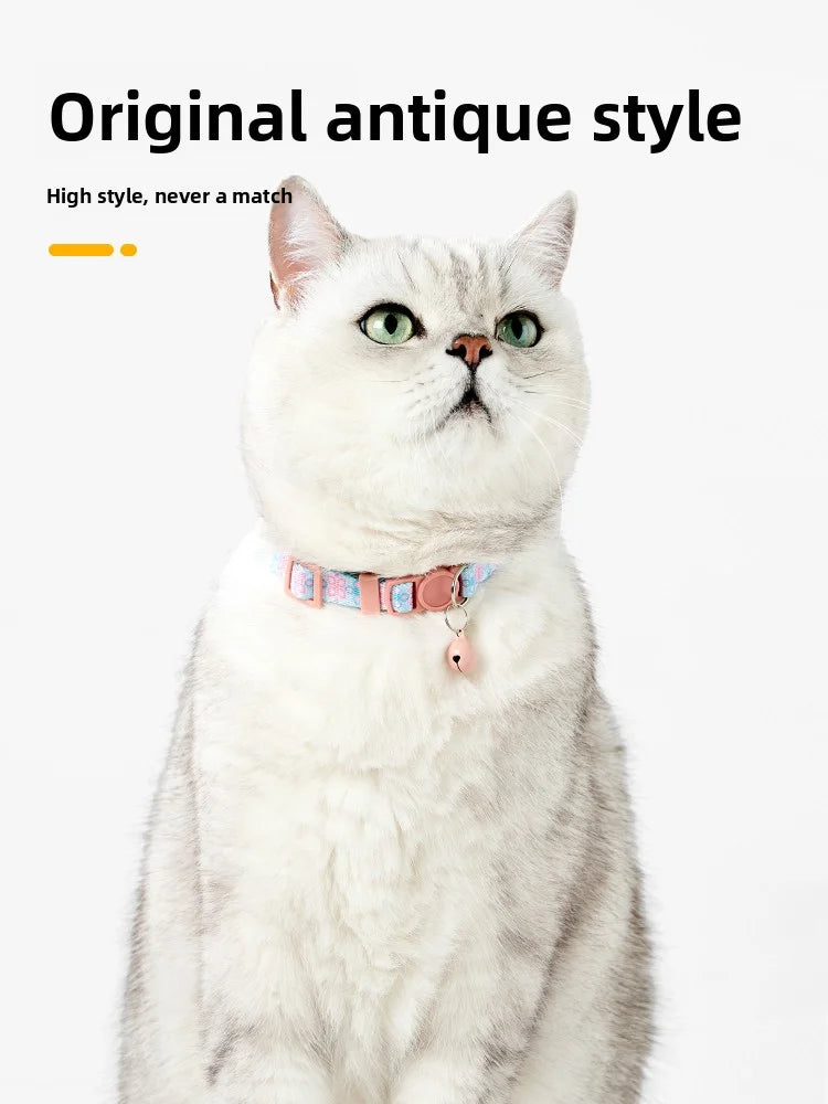 Wholesale Modern Luxury Polyester Pet Collar Anti-Suffocation Safety Buckle Rivet Customizable Bell Tag Accessories for Cats