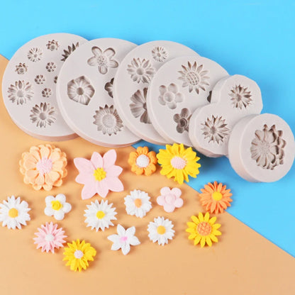 Daisy Wild Chrysanthemum Flower Silicone Sugarcraft Mold Fondant Cake Decorating Tools Candy Clay Cupcake Chocolate Baking Mold