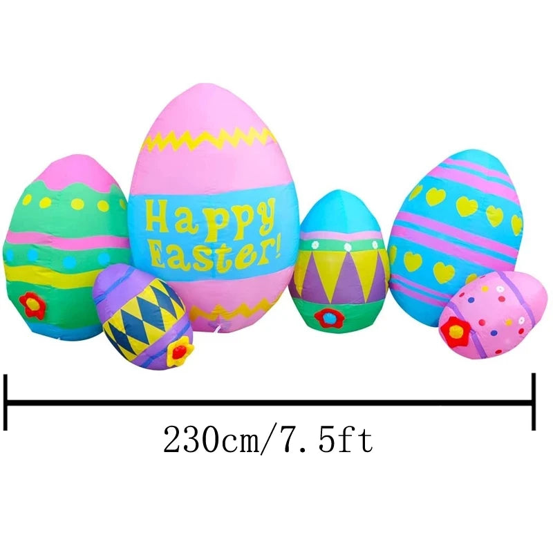Easter Inflatable Outdoor Toys Easter Bunny Family Eggs Carrot with Build-in LEDs Blow Up Decorations for Party Yard Garden Lawn