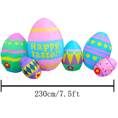 Easter Inflatable Outdoor Toys Easter Bunny Family Eggs Carrot with Build-in LEDs Blow Up Decorations for Party Yard Garden Lawn