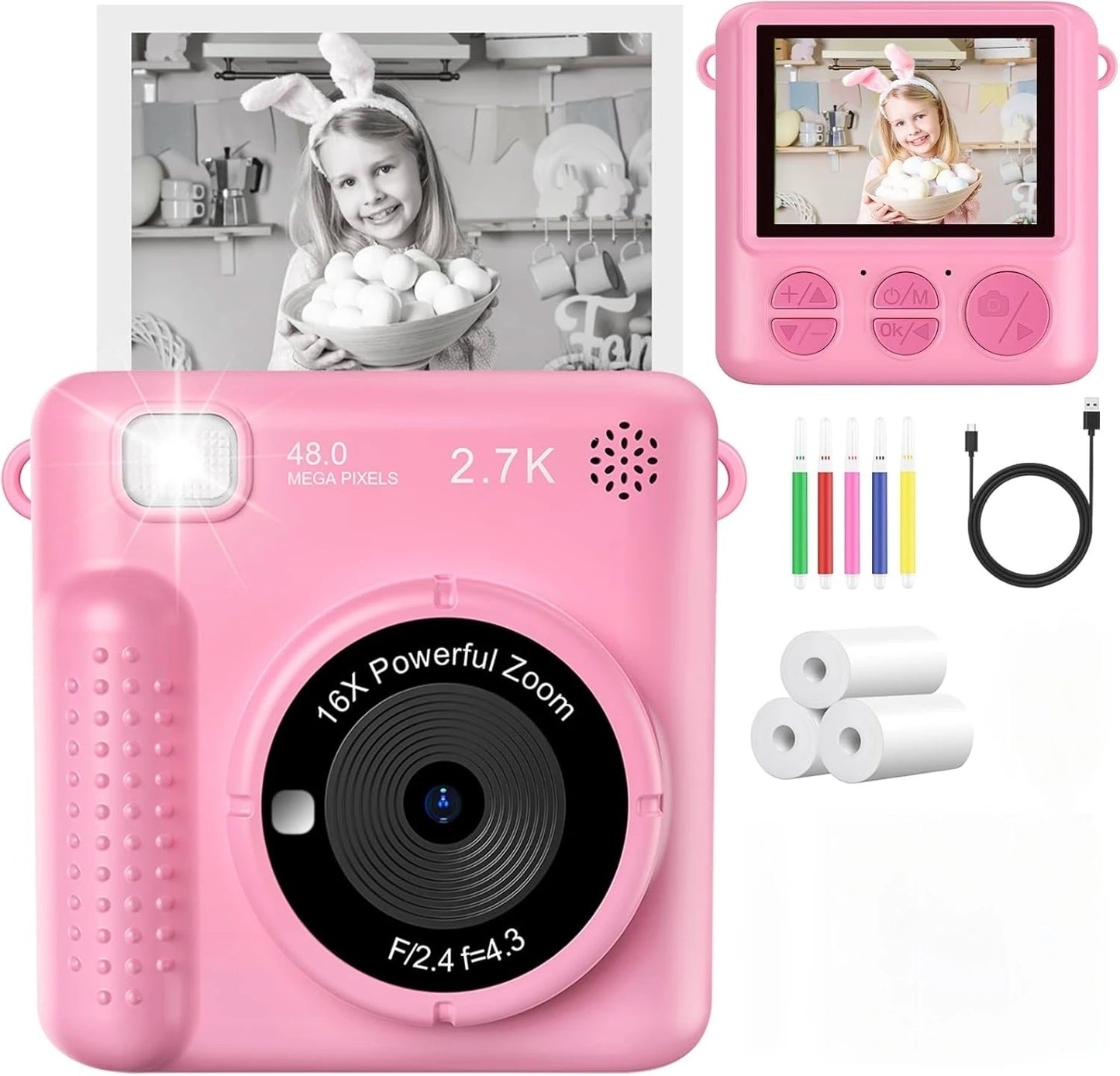 Instant Camera Print Photo Camera for Kids 1080P Picture HD Digital  Instant Camera Toys  Birthday Gifts