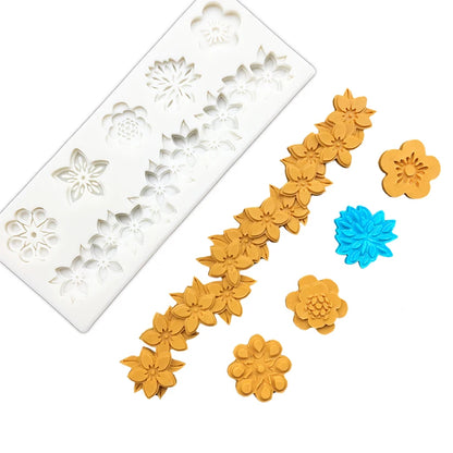 Pearl Rope Wave Flower Gemstone Shape Cake Side Lace Silicone Sugarcraft Mold Fondant Cake Decorating Tools