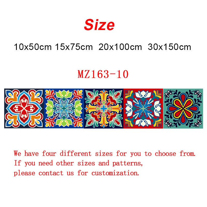 Colorful Pattern Ceramic Tiles Wall Sticker Tables Bathroom Kitchen Home Decor Wall Decals Waterproof Peel & Stick PVC Art Mural