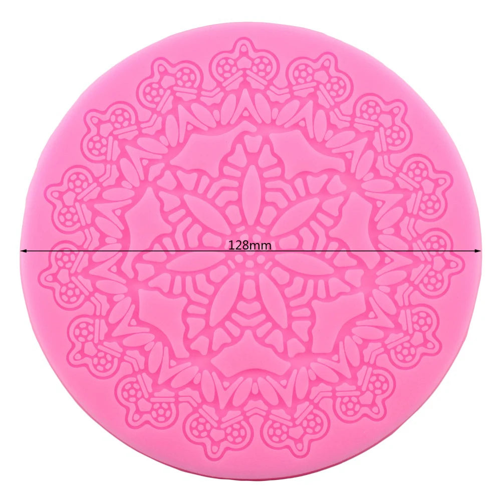 Round Crown Silicone Cake Mat – Fondant Lace Mold for Sugarcraft & Cake Decorating