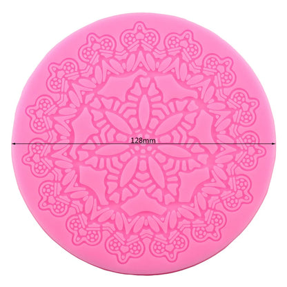 Round Crown Silicone Cake Mat – Fondant Lace Mold for Sugarcraft & Cake Decorating