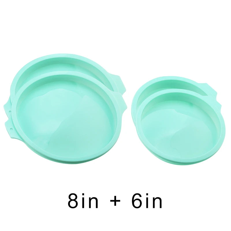 FAIS DU 2-8pcs Silicone Cake Pan 4/6/8inch Round Cake Layer Set Silicone Bakeware Mold for Baking Tools Rainbow Cake and Mousse