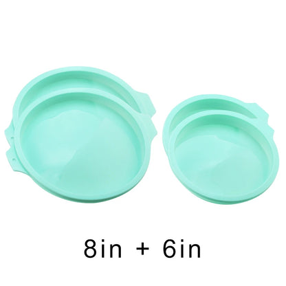 FAIS DU 2-8pcs Silicone Cake Pan 4/6/8inch Round Cake Layer Set Silicone Bakeware Mold for Baking Tools Rainbow Cake and Mousse