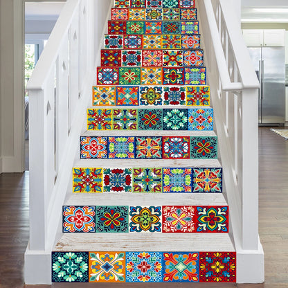 Colorful Pattern Ceramic Tiles Wall Sticker Tables Bathroom Kitchen Home Decor Wall Decals Waterproof Peel & Stick PVC Art Mural