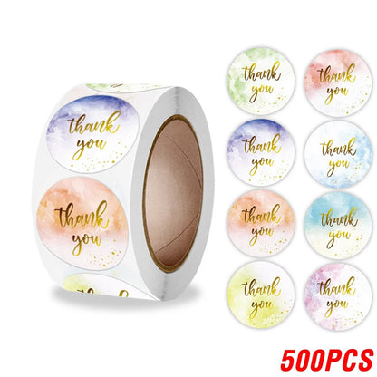 100-500 Pcs Thank You Stickers Cute Pink Gold Labels For Small Business Or Wedding Gift Decor Sticker Stationery Supplies