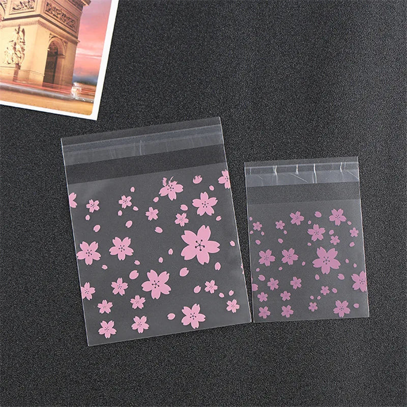 100pcs/lot Translucent Dots Plastic Cookie Packaging Bags Cupcake Wrapper Self Adhesive Bags Birthday Party Wedding Decorations