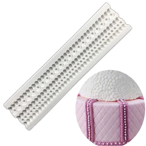 Pearl Rope Wave Flower Gemstone Shape Cake Side Lace Silicone Sugarcraft Mold Fondant Cake Decorating Tools