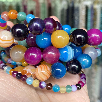 Natural Stone Beads 4-10mm Amethysts Lava Turquoises Agates Jades Garnet Quartzs Beads For Jewelry Making DIY Bracelet Necklace
