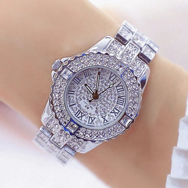 Women's gold diamond rhinestone watches.