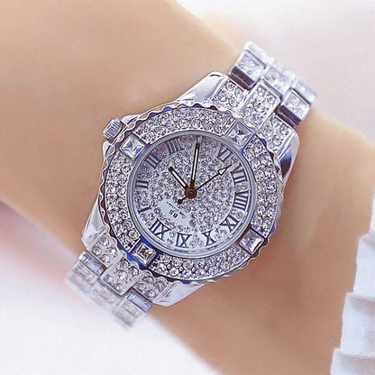 Women's gold diamond rhinestone watches.