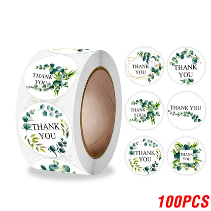 100-500pcs Thank You Round Sticker Scrapbook Envelope Seal Sticker Gift Flower Decoration Stationery Label Stickers