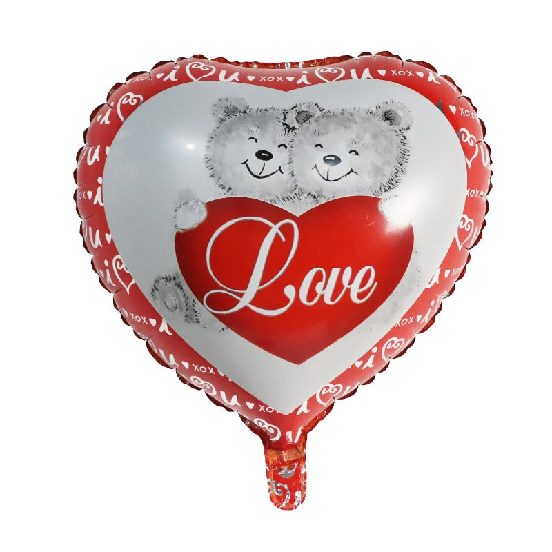 50‑Pack 18" Valentine’s Day Heart Foil Balloons – “I Love You” Helium Wedding & Romantic Party Decorations