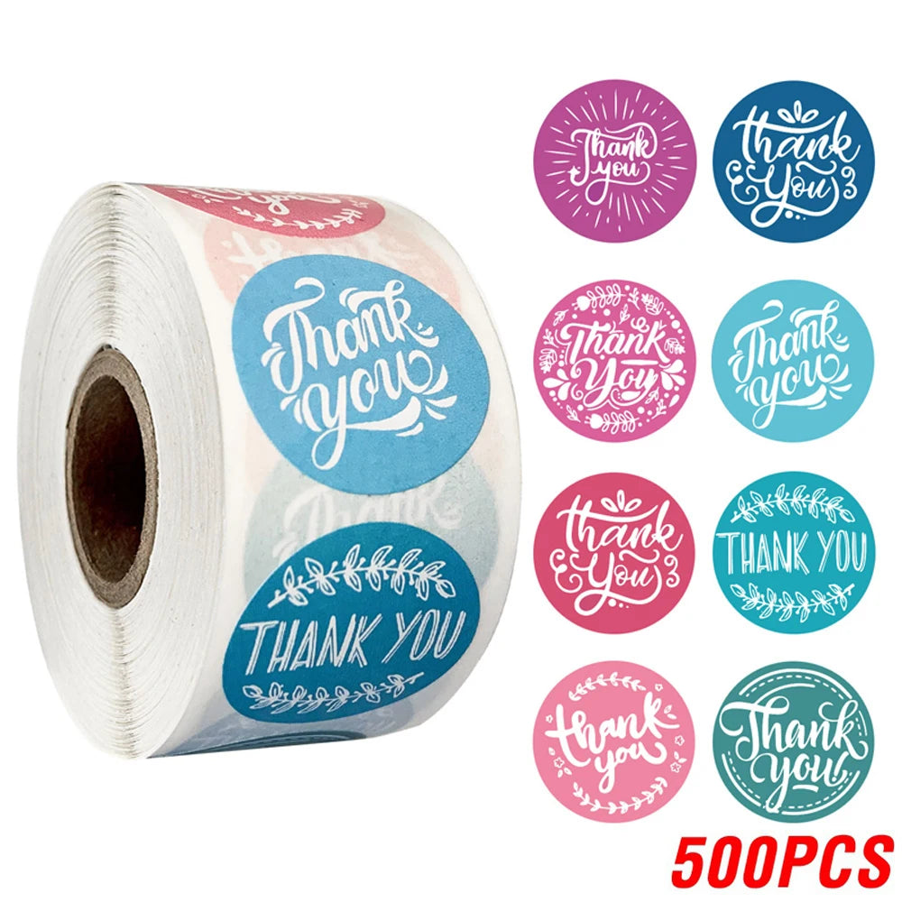 100-500 Pcs Thank You Stickers Cute Pink Gold Labels For Small Business Or Wedding Gift Decor Sticker Stationery Supplies