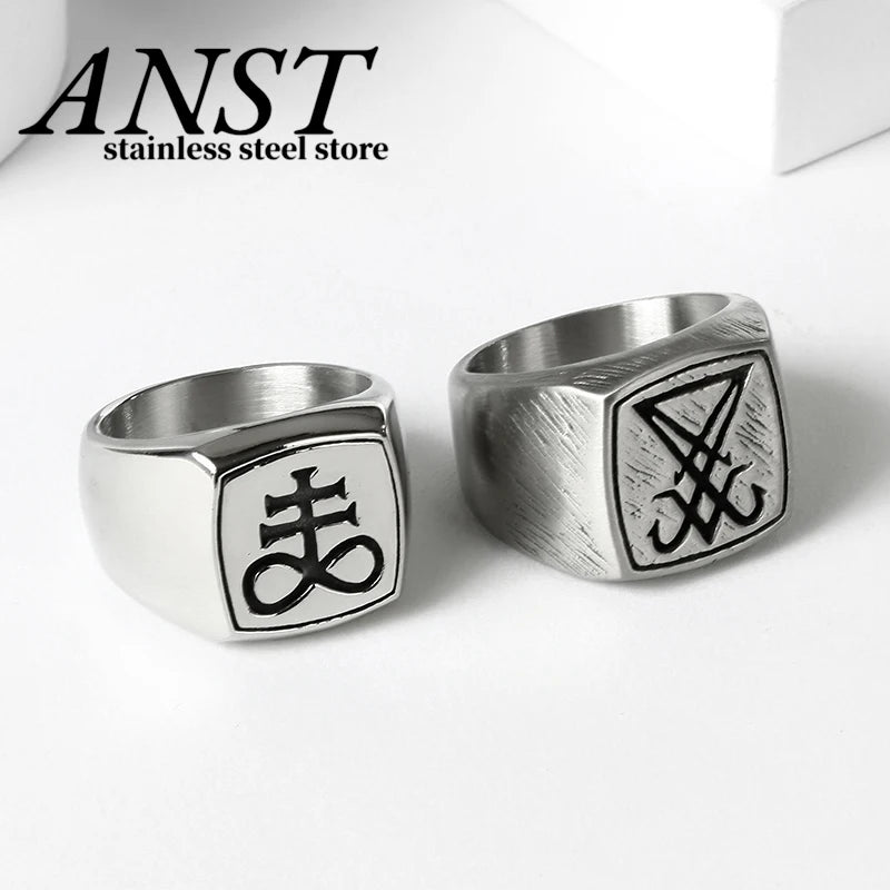 Vintage Lucifer Sigil Rock Ring – 316L Stainless Steel Seal