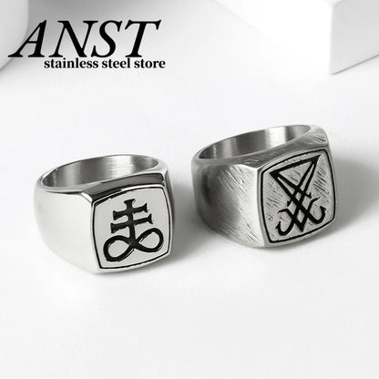 Vintage Lucifer Sigil Rock Ring – 316L Stainless Steel Seal