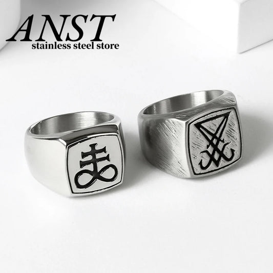 Vintage Lucifer Sigil Rock Ring – 316L Stainless Steel Seal
