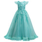 Girls' Princess Formal Dress: Flower Lace Sleeveless Long Dress, Ideal for Weddings and Costumes (Ages 4-15)