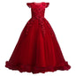 Girls' Princess Formal Dress: Flower Lace Sleeveless Long Dress, Ideal for Weddings and Costumes (Ages 4-15)