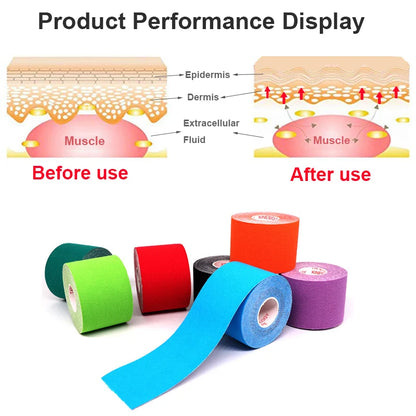 Waterproof Kinesiology Tape (5 Sizes) – Elastic Athletic Support Bands for Sports Recovery, Gym Training & Muscle Relief