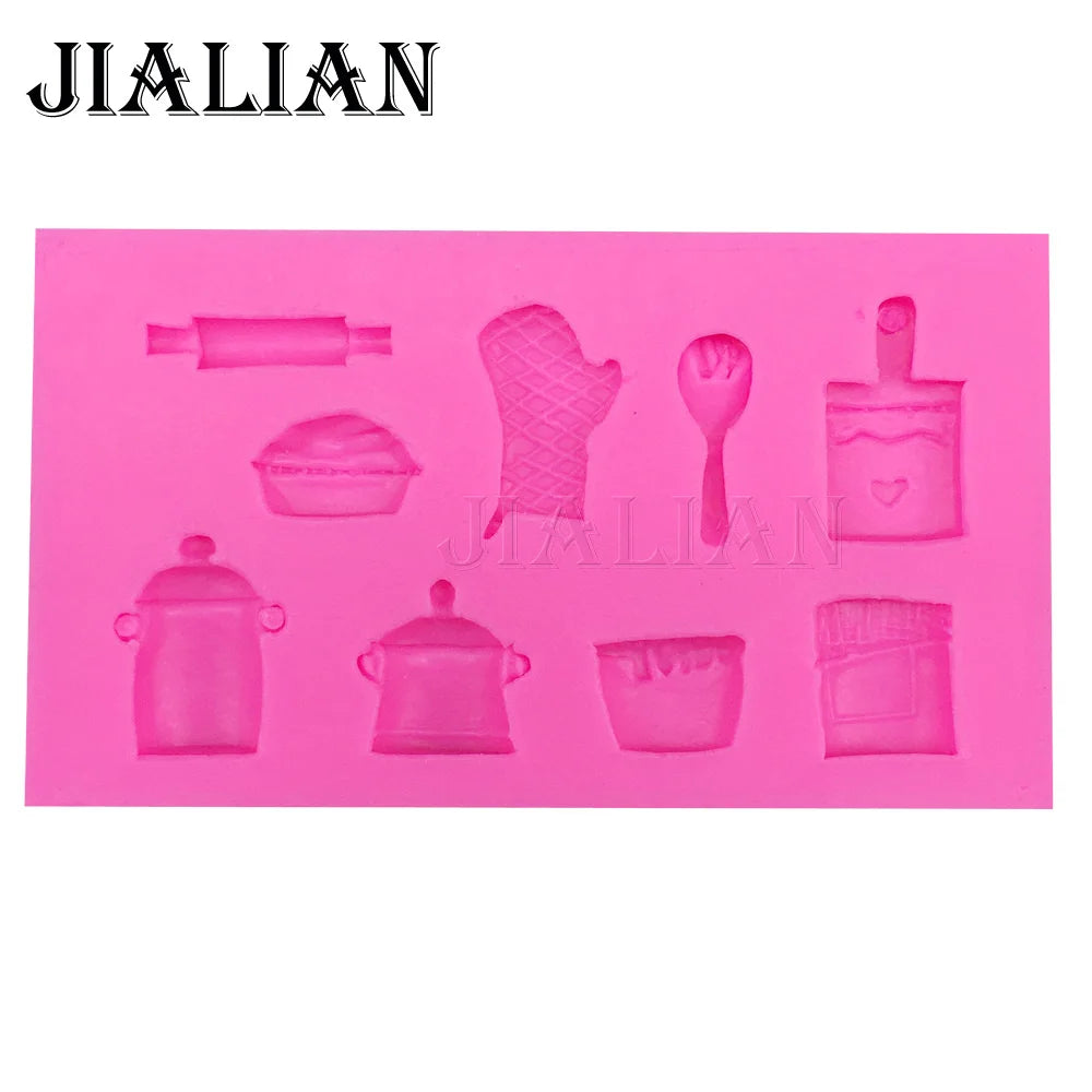 Free shipping Rolling pin pot gloves Toys chocolate wedding cake decorating tools DIY baking fondant silicone mold T0406