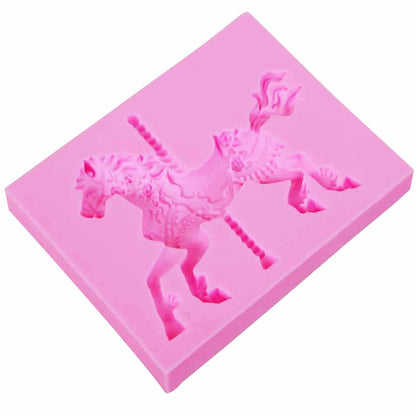 Sophronia 3D Carousel Horse Silicone Mold Fondant Cake Decorating Tools Chocolate Moulds Kitchen Baking Cupcake CandyForms  m895