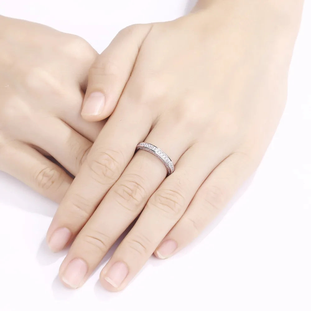 925 Sterling Silver Straight Stackable Wedding Ring Engagement Band For Women Trendy Jewelry Size 5-12
